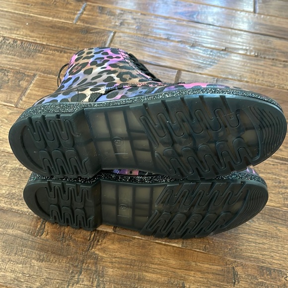 MIA Giuletta Combat Glitter Sole Boots Multicolor Leopard Size 5 - Picture 7 of 8